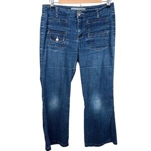 Delias Vintage Y2K Mid Rise Wide Leg Multi Pocket Denim Jeans Blue Size 9